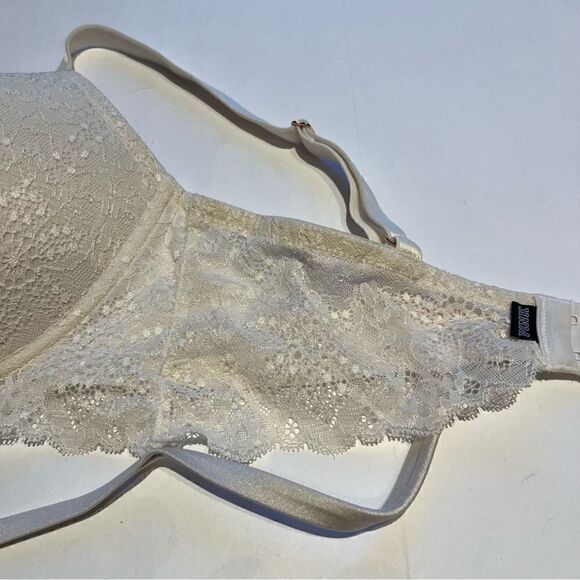 PINK Bra Date Wireless Push Up White 36DD Lace, Strappy, padded. - Picture 7 of 10